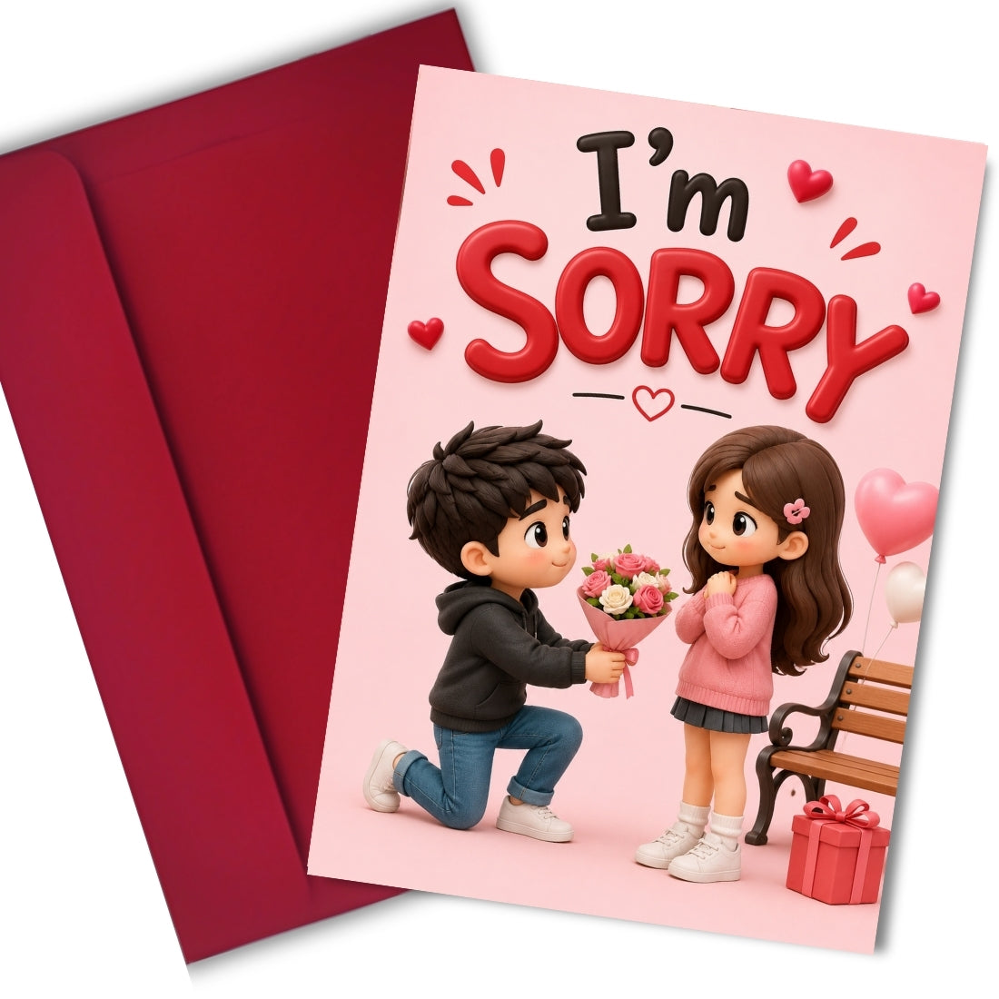 Sorry Greeting Card for Her, Multiple Sizes, Printed on Photo Paper