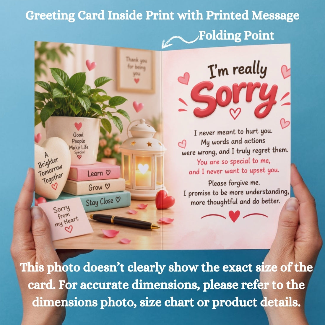 Sorry Greeting Card, Multiple Sizes, Printed on Photo Paper