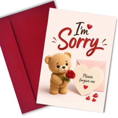Sorry Greeting Card, Multiple Sizes, Printed on Photo Paper