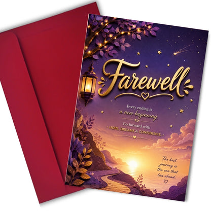 Farewell Greeting Card, Multiple Sizes, Printed on Photo Paper, Pre-Printed Wishes