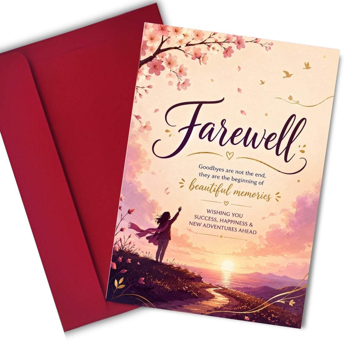 Farewell Greeting Card, Multiple Sizes, Printed on Photo Paper, Pre-Printed Wishes