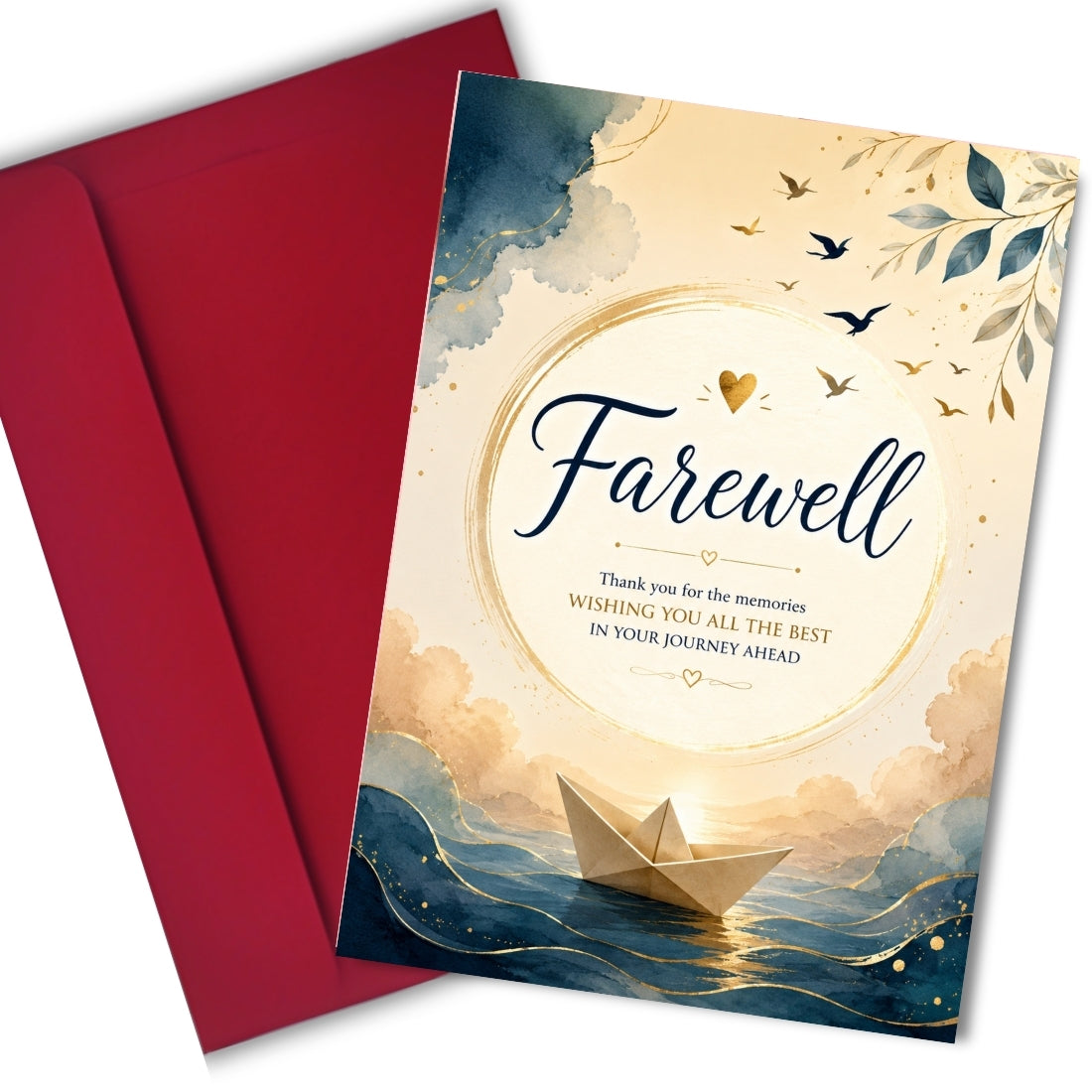 Farewell Greeting Card, Multiple Sizes, Printed on Photo Paper, Pre-Printed Wishes