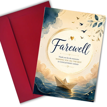 Farewell Greeting Card, Multiple Sizes, Printed on Photo Paper, Pre-Printed Wishes
