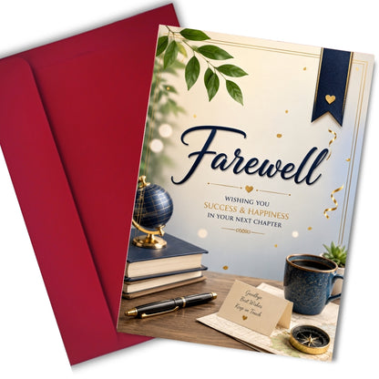 Farewell Greeting Card, Multiple Sizes, Printed on Photo Paper, Pre-Printed Wishes