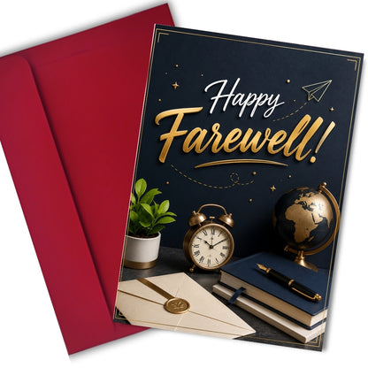 Farewell Greeting Card, Multiple Sizes, Printed on Photo Paper, Pre-Printed Wishes