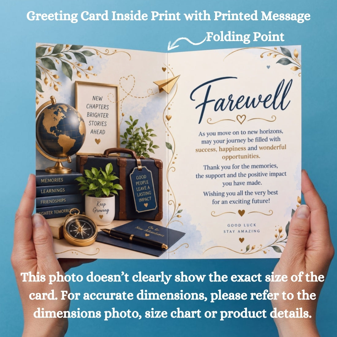 Farewell Greeting Card, Multiple Sizes, Printed on Photo Paper, Pre-Printed Wishes