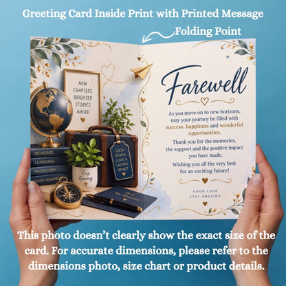 Farewell Greeting Card, Multiple Sizes, Printed on Photo Paper, Pre-Printed Wishes