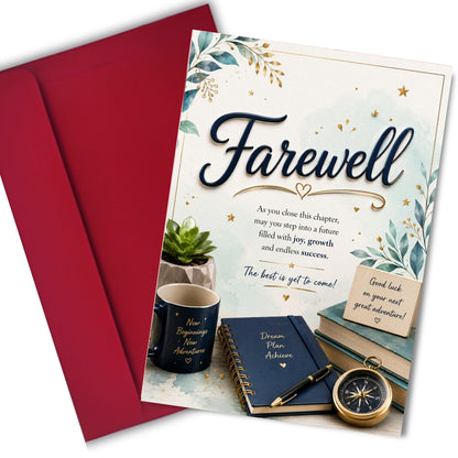 Farewell Greeting Card, Multiple Sizes, Printed on Photo Paper, Pre-Printed Wishes
