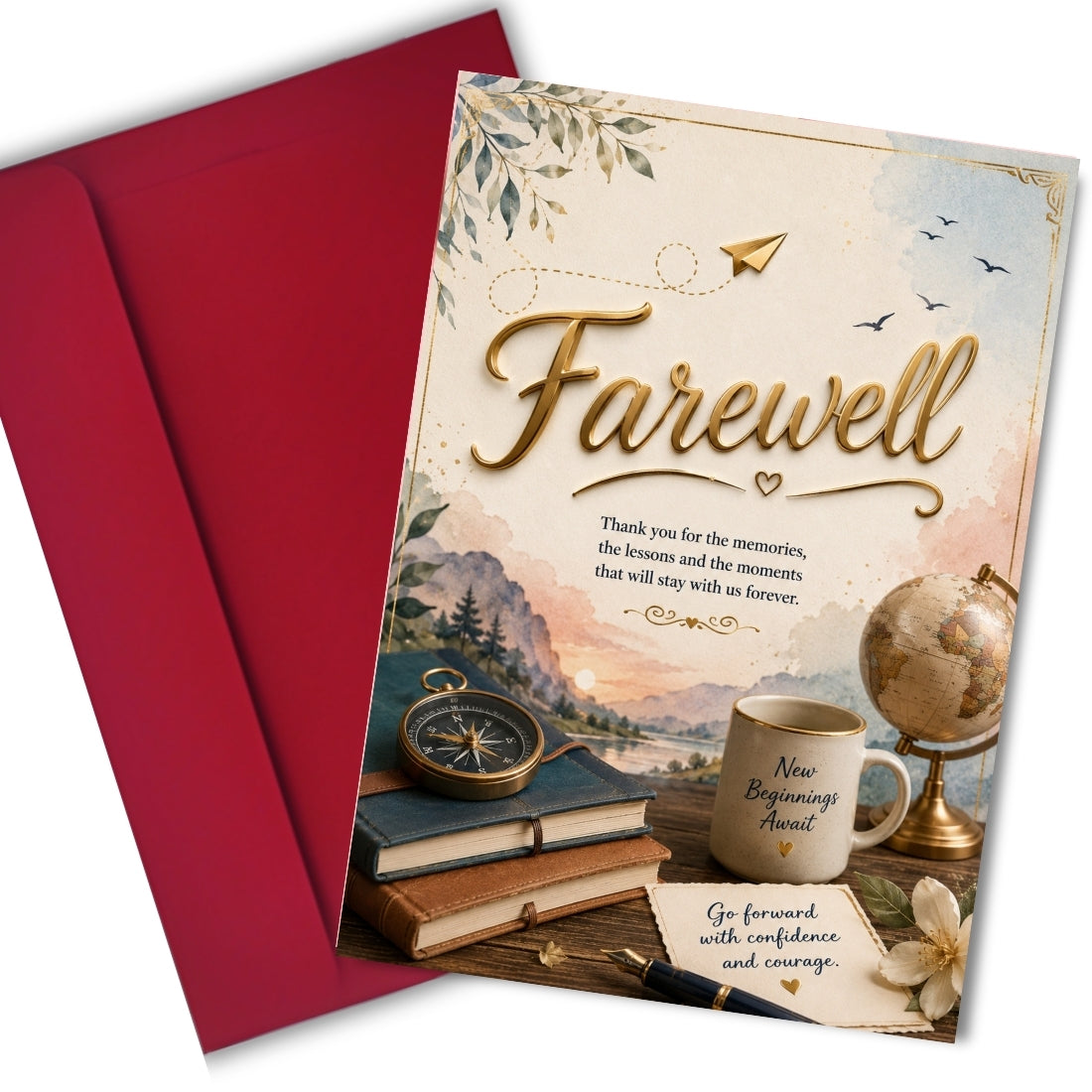Farewell Greeting Card, Multiple Sizes, Printed on Photo Paper, Pre-Printed Wishes
