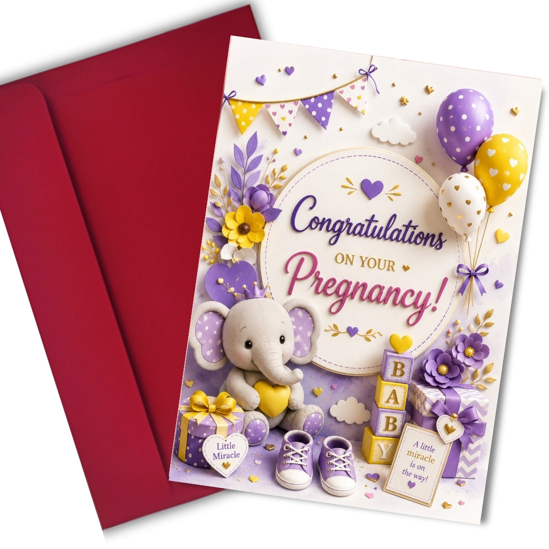 Pregnancy Congratulations Greeting Card, Multiple Sizes, Printed on Photo Paper, Pre-Printed Wishes
