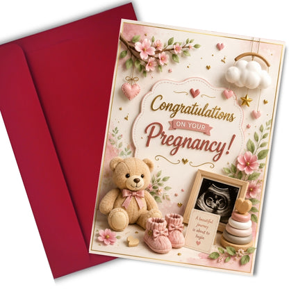 Pregnancy Congratulations Greeting Card, Multiple Sizes, Printed on Photo Paper, Pre-Printed Wishes