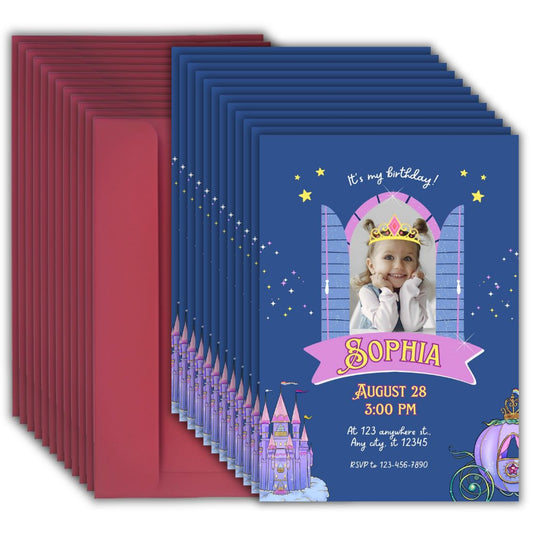 Custom Birthday Invitation Card for Kids with Envelopes | Pack of 12 | One side Printed
