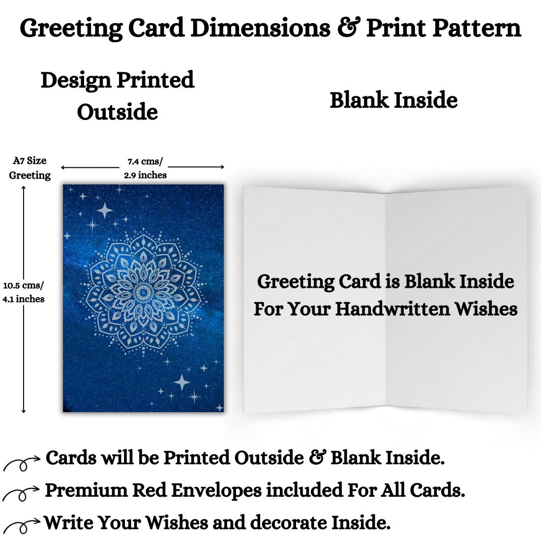 Assorted Printed Small Mini Greeting Cards with Envelopes, Pack of 24, Blank Inside