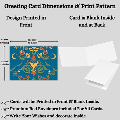 Assorted Printed Small Mini Greeting Cards with Envelopes, Pack of 24, Blank Inside