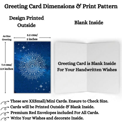 Assorted Printed Small Mini Greeting Cards with Envelopes, Pack of 24, Blank Inside