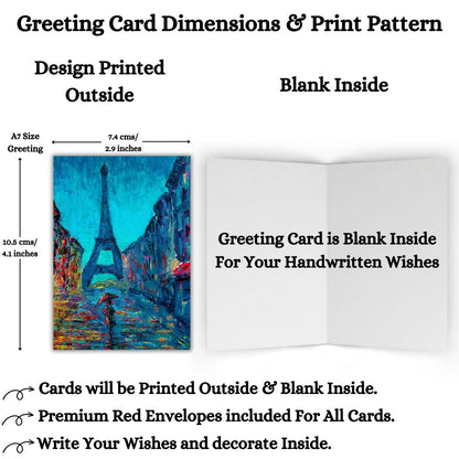Assorted Printed Small Mini Greeting Cards with Envelopes, Pack of 24, Blank Inside
