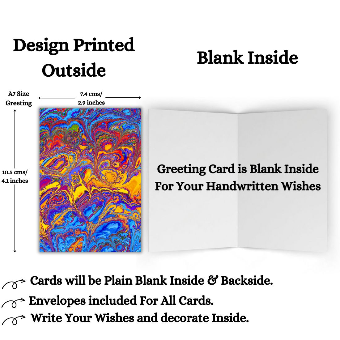 Assorted Printed Small Mini Greeting Cards with Envelopes, Pack of 24, Blank Inside
