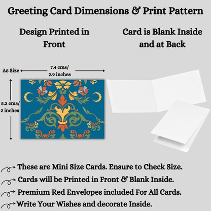 Assorted Printed Small Mini Greeting Cards with Envelopes, Pack of 24, Blank Inside