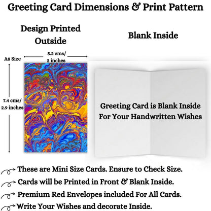 Assorted Printed Small Mini Greeting Cards with Envelopes, Pack of 24, Blank Inside
