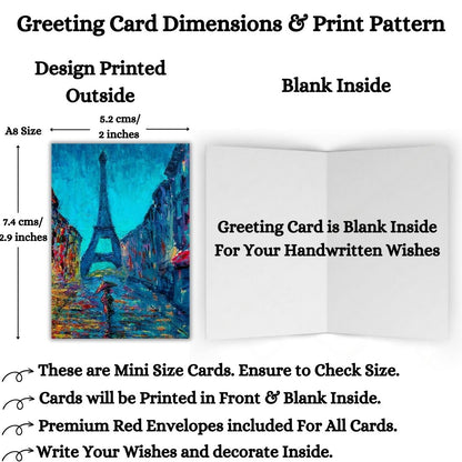 Assorted Printed Small Mini Greeting Cards with Envelopes, Pack of 24, Blank Inside