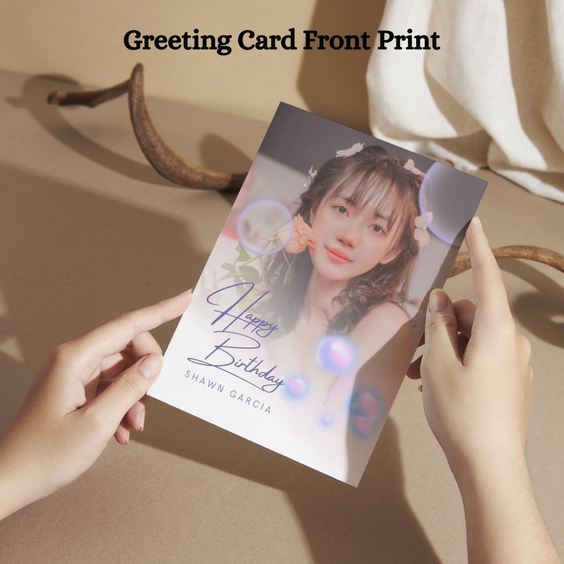 Photo Birthday Greeting Card with Inside Custom Text