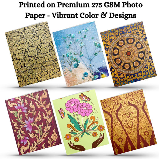 Assorted Printed Small Mini Greeting Cards with Envelopes, Pack of 24, Blank Inside