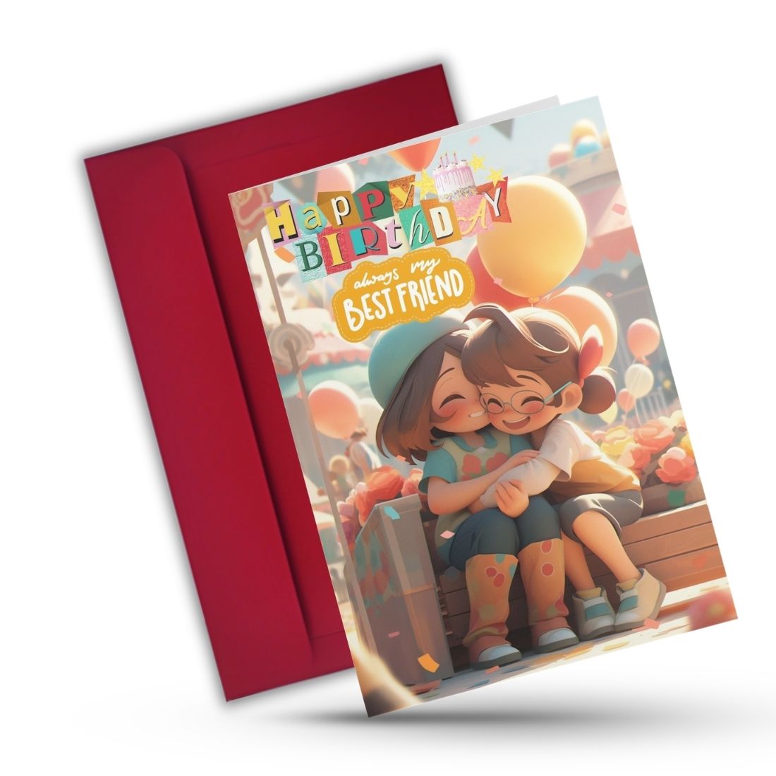 Best Friend Birthday Greeting Card with Envelope - Gift for Bestie Best Friend BFF