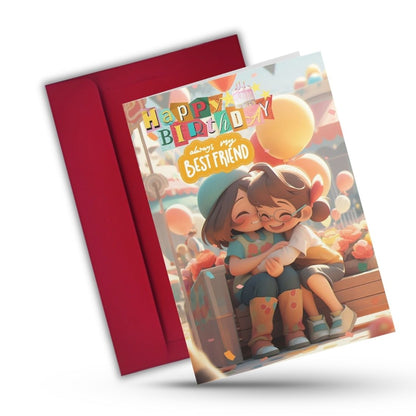 Best Friend Birthday Greeting Card with Envelope - Gift for Bestie Best Friend BFF