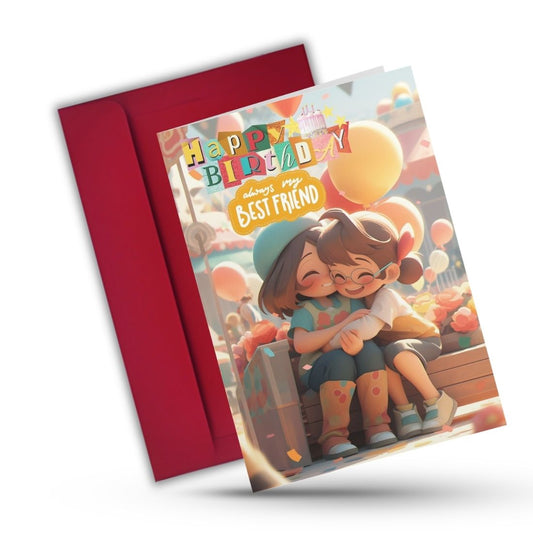 Best Friend Birthday Greeting Card with Envelope - Gift for Bestie Best Friend BFF