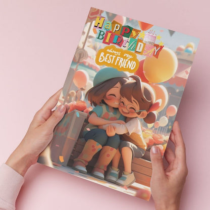 Best Friend Birthday Greeting Card with Envelope - Gift for Bestie Best Friend BFF