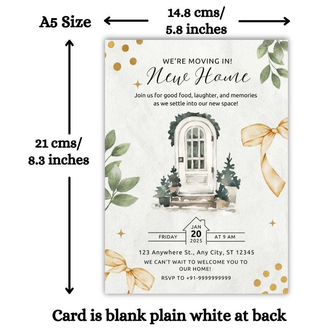 Customized Housewarming Invitation Cards, Pack of 12 Personalized 5.8x8.3 Inch with Premium Red Envelopes