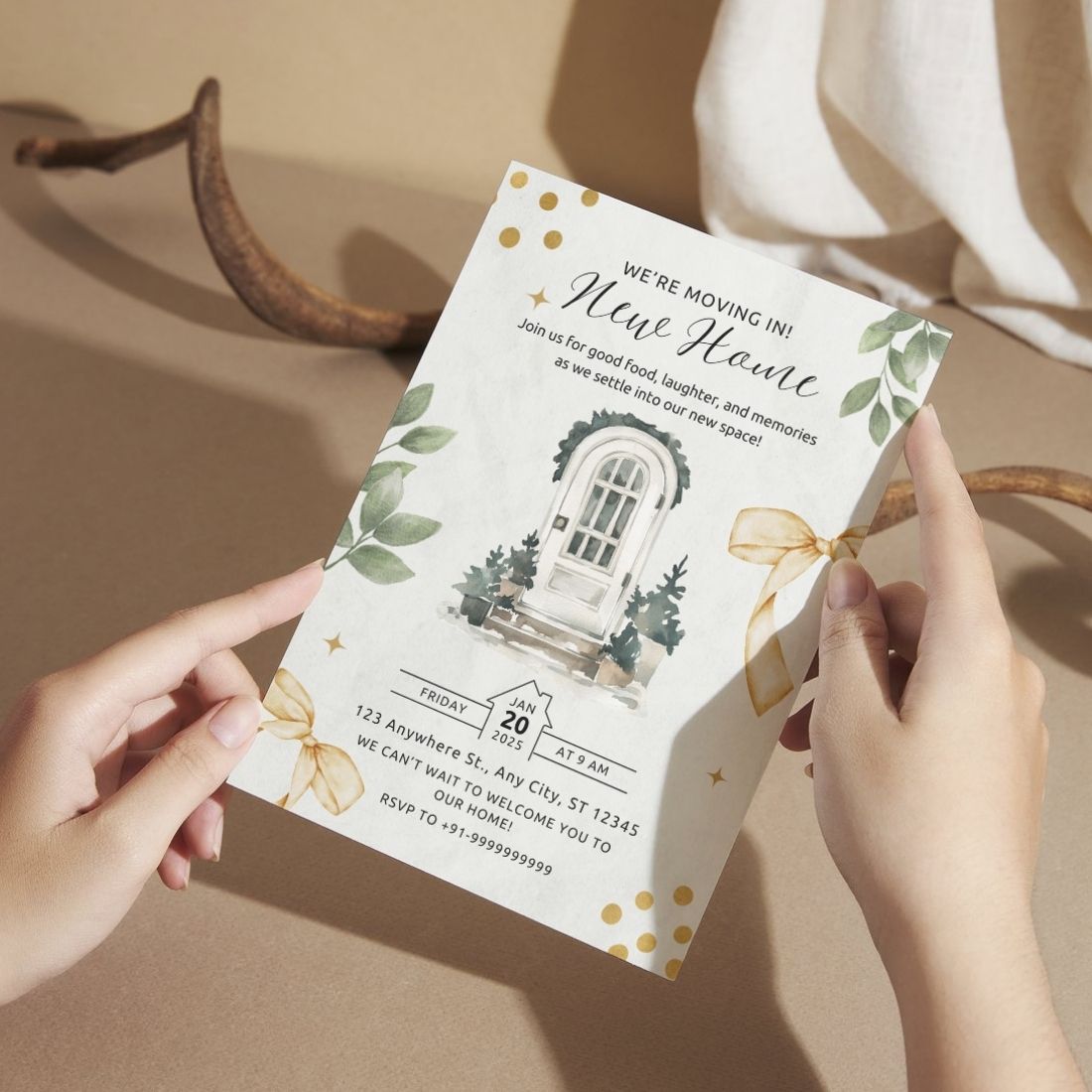 Customized Housewarming Invitation Cards, Pack of 12 Personalized 5.8x8.3 Inch with Premium Red Envelopes