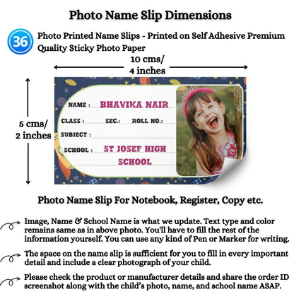 Kids Photo Name Slips Pack of 36