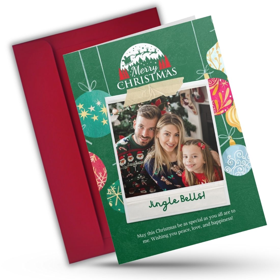 Christmas Photo Greeting Card with Inside Custom Text