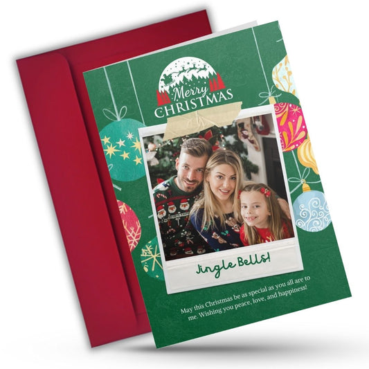 Christmas Photo Greeting Card with Inside Custom Text