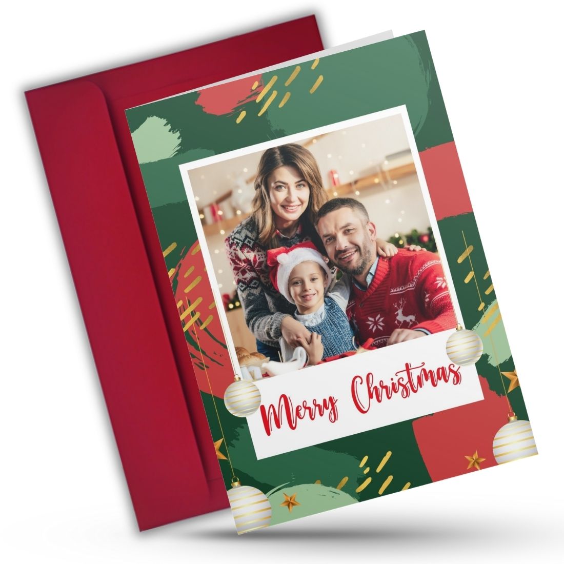 Christmas Photo Greeting Card with Inside Custom Text