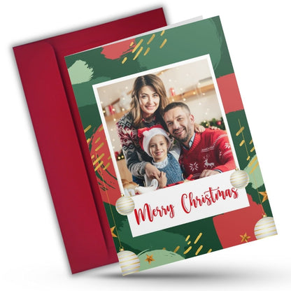 Christmas Photo Greeting Card with Inside Custom Text