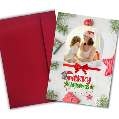 Christmas Photo Greeting Card with Inside Custom Text