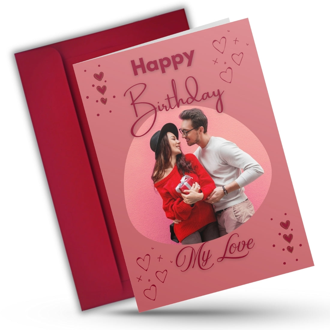 Birthday Greeting Card with Photo for Wife Girlfriend | Preprinted Inside Message