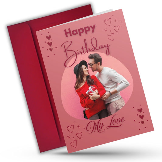 Birthday Greeting Card with Photo for Wife Girlfriend | Preprinted Inside Message