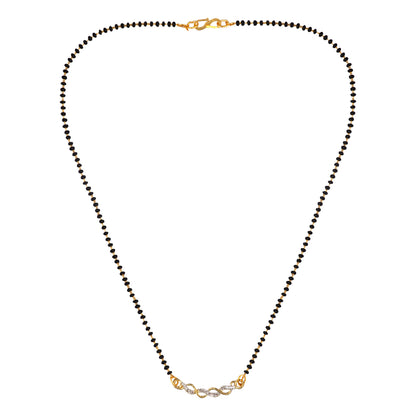 Gold Plated AD Mangalsutra with Black Beads