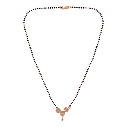 Gold Plated AD Mangalsutra with Black Beads
