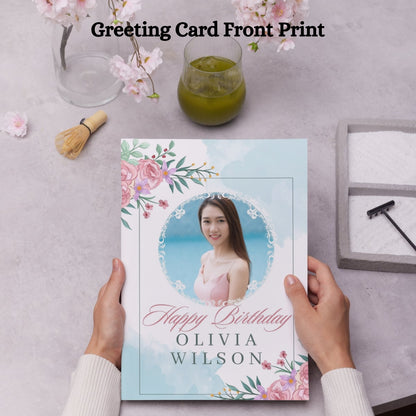 Photo Birthday Greeting Card with Inside Custom Text