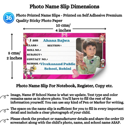 Kids Photo Name Slips Pack of 36