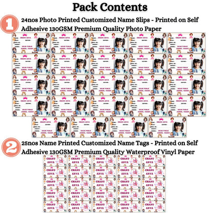 Kids Photo Name Slips & Tags | Pack of 49 | 24 Name Slips & 25 Tags