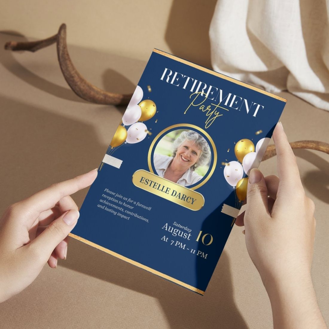 Customised Retirement Farewell Party Invitation Cards with Photo Pack of 12 with Envelopes