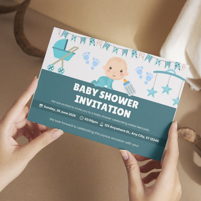 Customised Baby Shower Ceremony Invitation Cards Pack of 12 with Envelopes
