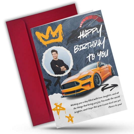 Birthday Greeting Card with Photo for Husband Hubby Boyfirend | Preprinted Inside Message