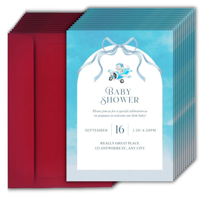 Customised Baby Shower Ceremony Invitation Cards Pack of 12 with Envelopes