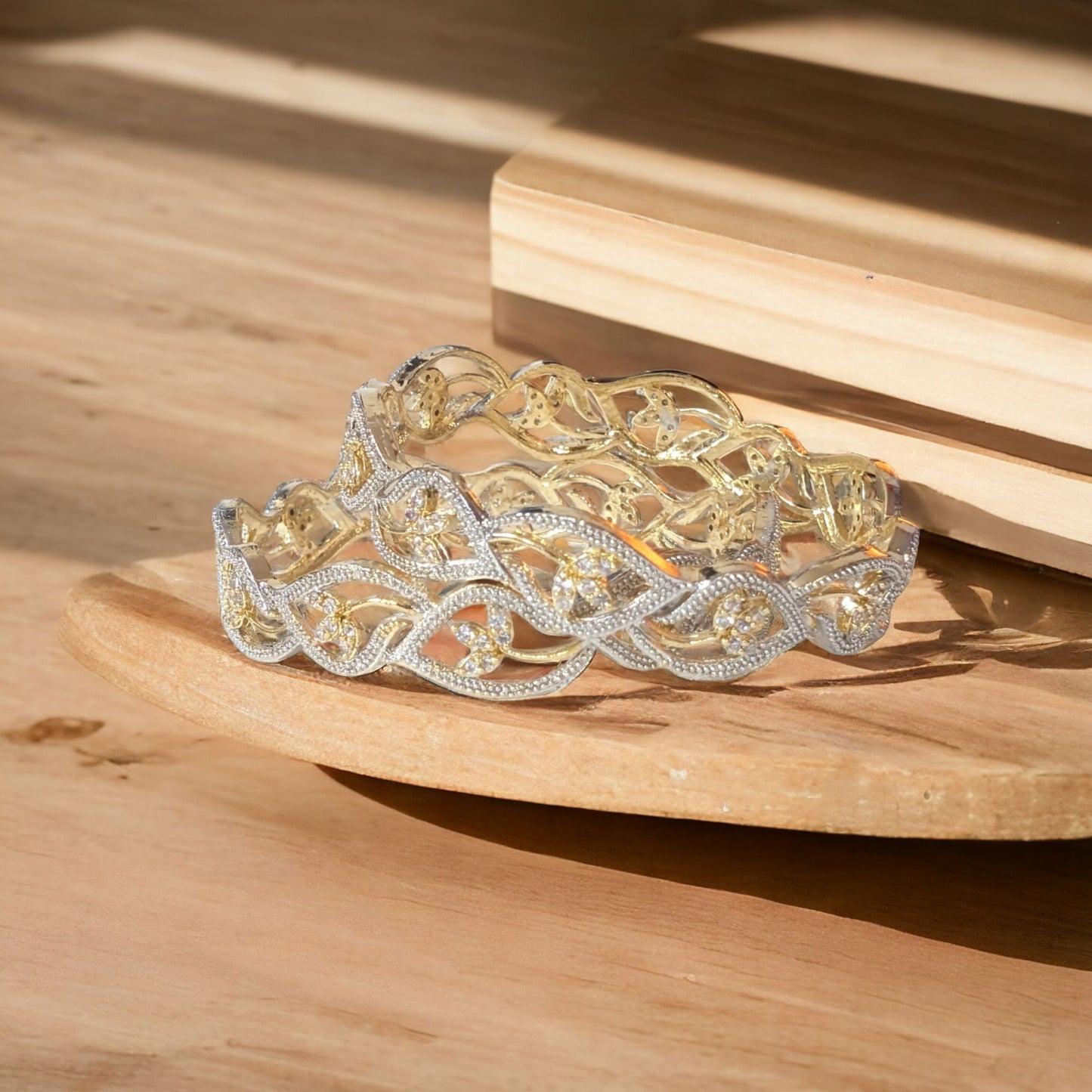 Gold Plated AD Kada Bangles Pair